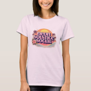Camiseta Solstício Neon Social Retro Praia Vintage Pastel