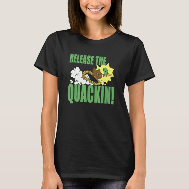 Camiseta Solte O Design De Patos De Borracha Amarelo Quacki (Frente)