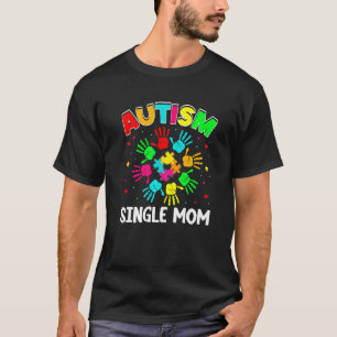 Camiseta Solteiro Autista Mãe Quebra-cabeça de Suporte Famí