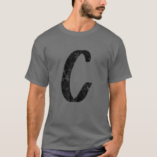 Camiseta Solteiro C Monograma do alfabeto maiúsculo inicia