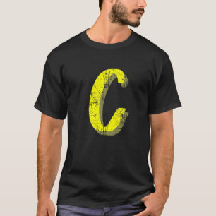 Camiseta Solteiro C Monograma do alfabeto maiúsculo inicia