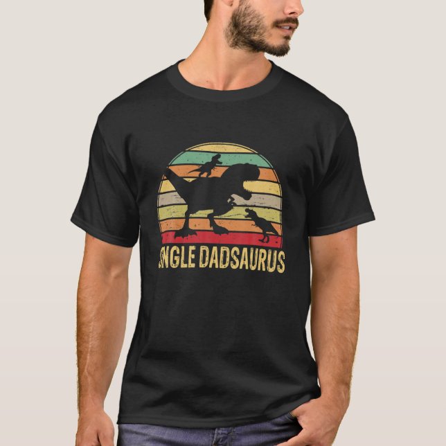 Camiseta Solteiro Dadsaurus T Rex Dinossaur Dia de os pais  (Frente)