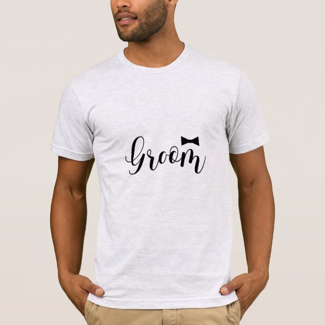 Camiseta Solteiro de Casamento do Groom Bowtie (Frente)
