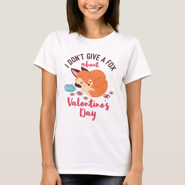 Camiseta Solteiro Engraçado do Dia Anti Valentine Fox (Frente)