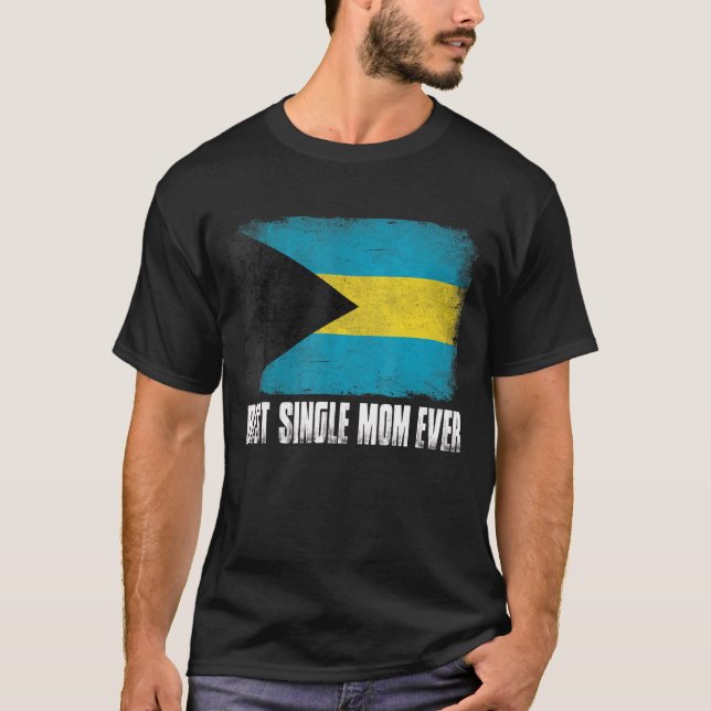 Camiseta Solteiro feminino Mãe Ever Bahamas Bandeira Patrió (Frente)