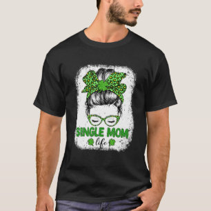 Camiseta Solteiro Mãe Clover Messaging Bun Leopard Funny Ru