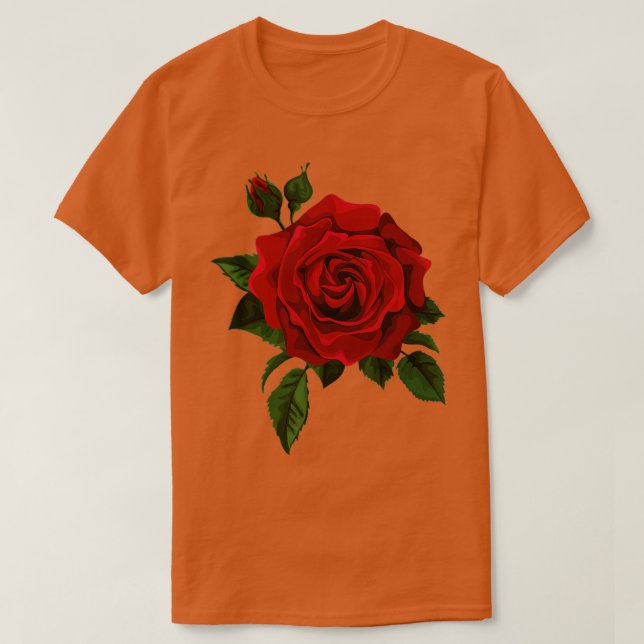 Camiseta Solteiro Rosa vermelha Flor da Flor G das Rosas ve (Frente do Design)