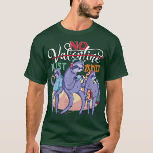 Camiseta Solteiro roxo anti-Dia de os namorados apenas pizz