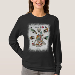 Camiseta Solto Deixar Que O Esqueleto Floral A Fazer Yoga