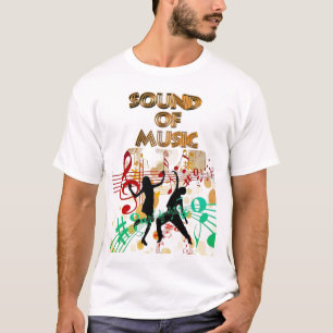 Camiseta Som de Música Dançando Coloridos Homens