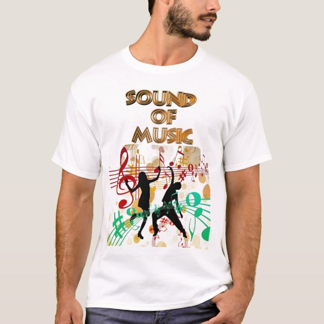 Camiseta Som de Música Dançando Coloridos Homens (Frente)