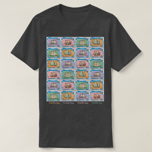 Camiseta Somali Stamps 1994 Ships (Frente do Design)