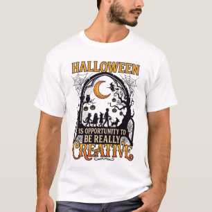 Camiseta Sombra Criativa de Criança do Dia das Bruxas Lua C