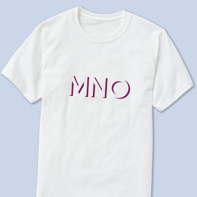 Camiseta Sombra de Quebra das Iniciais do Monograma Moderno (Monogram initials drop shadow personalized t-shirt)