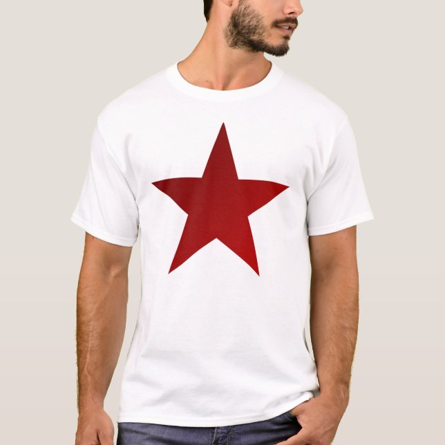 Camiseta Sombra vermelha da estrela no branco (Frente)