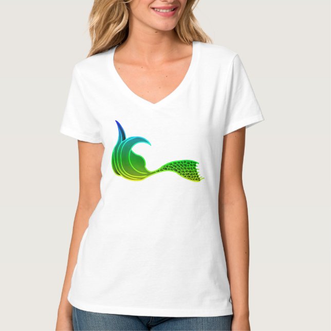 Camiseta Sombras da Cauda da Sereia Verde (Frente)