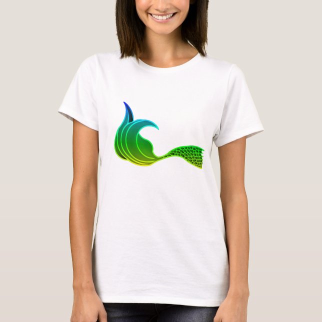 Camiseta Sombras da Cauda da Sereia Verde (Frente)