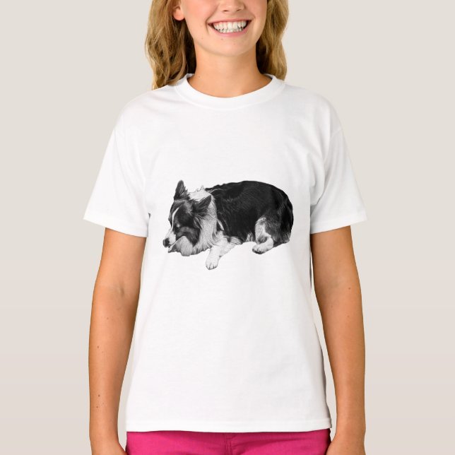 Camiseta sombreado de pelo suave, corgi (Frente)