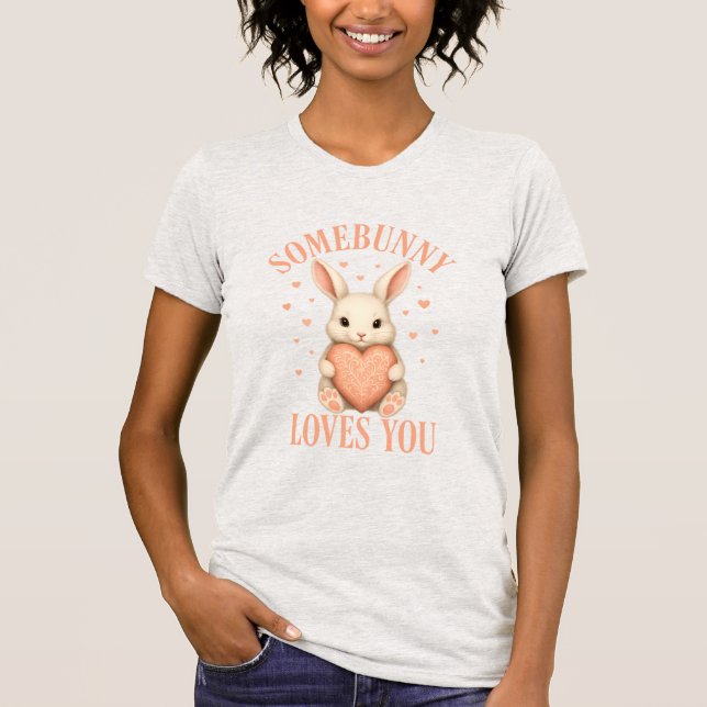 Camiseta Somebunny Loves You Cute Bunny Light Grey T-Shirt (Frente)