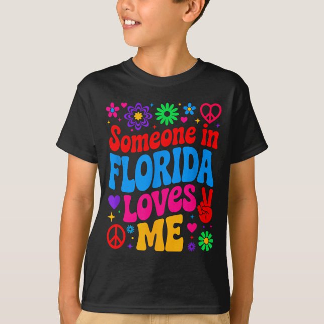Camiseta Someone In Florida Loves Me Boho Floral Peaceful C (Frente)