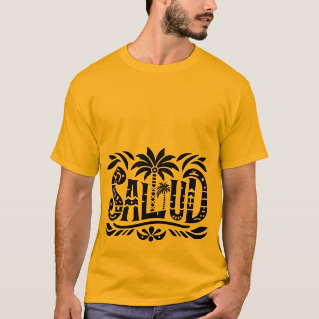 Camiseta Sommer Sonne und Meer - "SALUD" - Palmendekor (Frente)