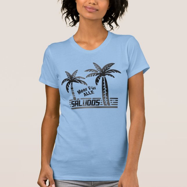Camiseta Sommer Sonne und Meer - "SALUDOS" - Palmendekor (Frente)