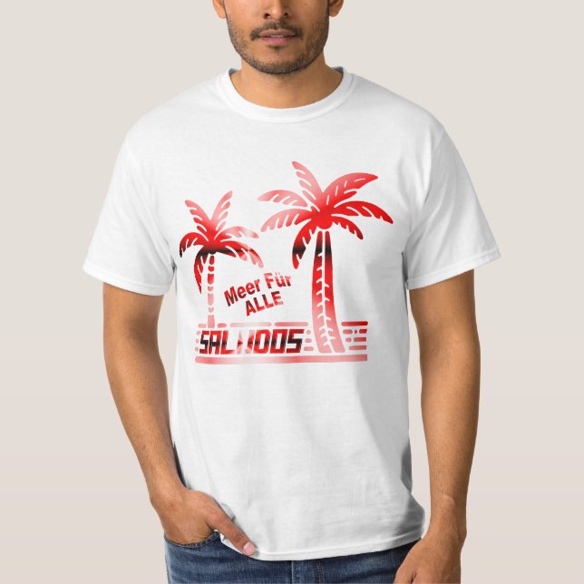 Camiseta Sommer Sonne und Meer - "SALUDOS" - Palmendekor (Frente)