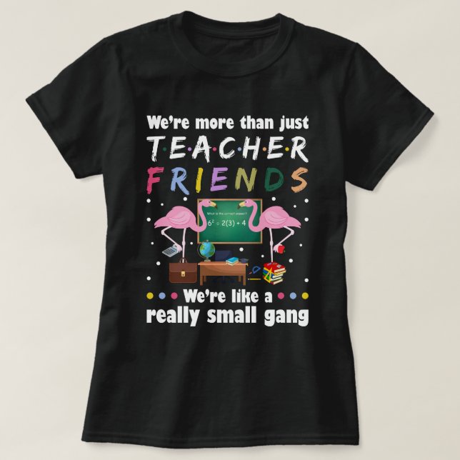 Camiseta somos mais do que amigos professores, flamingo (Frente do Design)