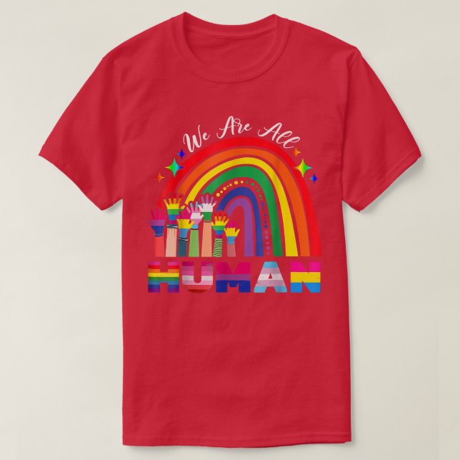 Camiseta Somos Todos Do Mês Do Orgulho Humano Lgbt Gay Flag (Frente do Design)