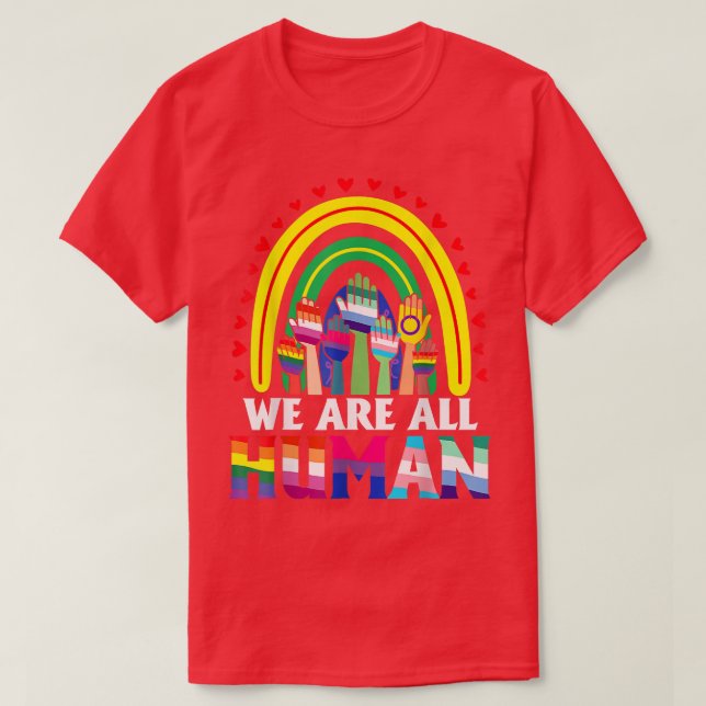 Camiseta Somos Todos do Orgulho Humano Ally Rainbow LGBT Fl (Frente do Design)