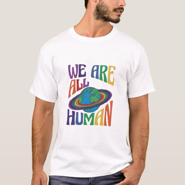 Camiseta Somos Todos Gente Planeta Humana Orgulho LGBT da T (Frente)