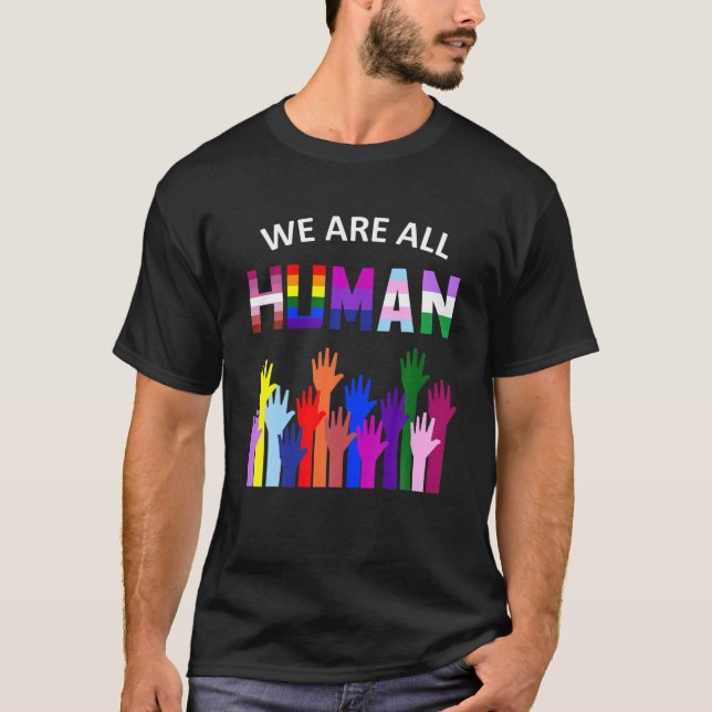Camiseta Somos Todos Homens LGBT Orgulho dos Direitos dos H (Frente)