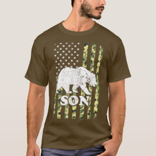 Camiseta Son Bear acampando caminhando Camouflage EUA Fl