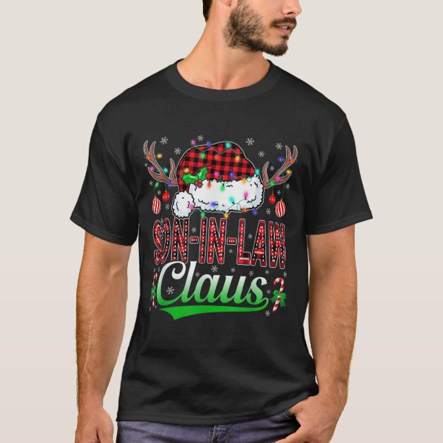 Camiseta Son-in-law Claus Christmas Light Matching Family X (Frente)