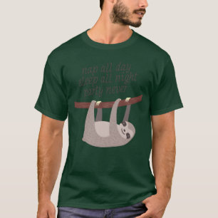 Camiseta Soneca o Dia Todo Dorme a Noite Toda Festa Nunca