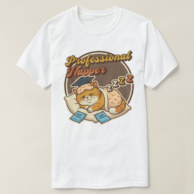 Camiseta Soneca Profissional, Gato  (Frente do Design)