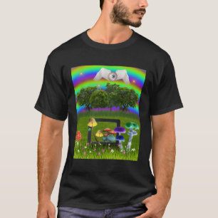 Camiseta Sonhador Aestésico Cogumelos Olham Com Asas Estran