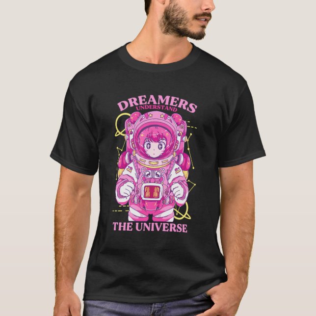 Camiseta Sonhador De Manga No Espaço Compreendendo O Univer (Frente)