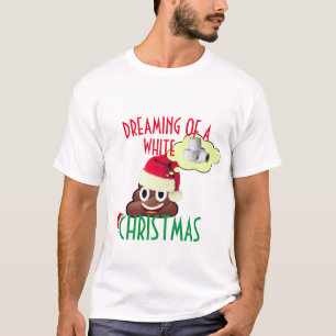 Camiseta Sonhando com um Poop Engraçado de Natal Branco Emo