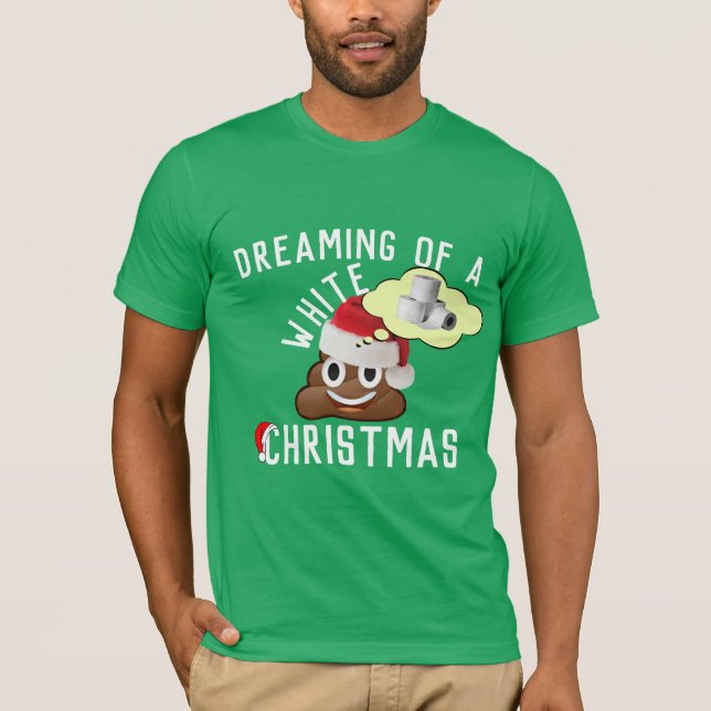 Camiseta Sonhando com um Poop Engraçado de Natal Branco Emo (Frente)