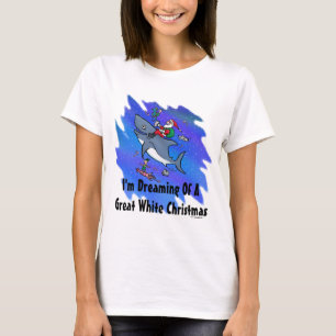Camiseta Sonhar Com Um Natal De Tubarão Branco Excelente