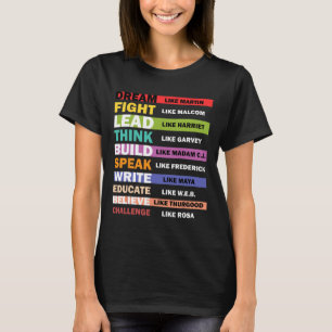Camiseta Sonhe Como Martin Liderar Como Harriet História Ne