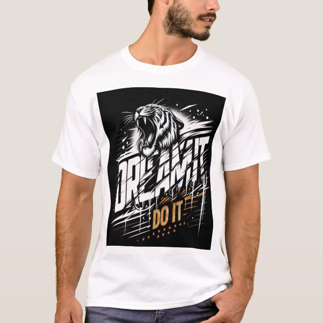 Camiseta Sonhe. Faça. - Agressão ao Tigre-Raiva-T-Shir (Frente)