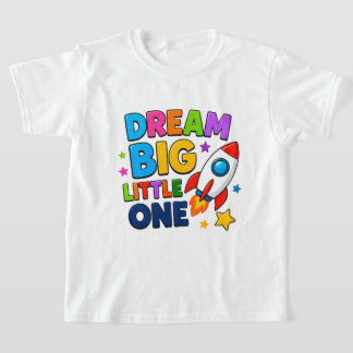Camiseta 🚀 Sonhe Grande gráficos espaciais divertidos ⭐