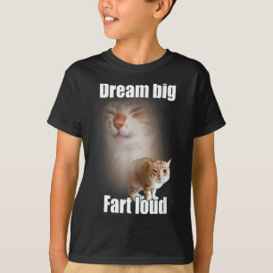 Camiseta Sonhe Grande Peidar Alto Meme de Gato Dito Diverti