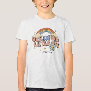Camiseta Sonhe Grande Pequeno Um, Arco-Íris Retro 
