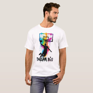 Camiseta Sonhe Grande   Vibrante Enterrada de Basquete Cor