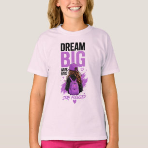 Camiseta 💜 Sonhe Muito Fique Focado Motivação Escolar 💜