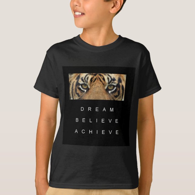 Camiseta sonho acredita alcançar olhos mais fortes (Frente)