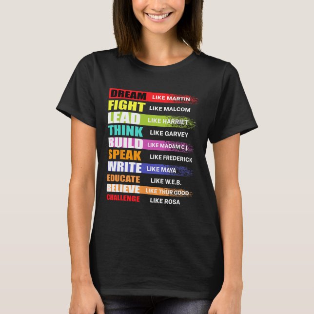 Camiseta Sonho Como Martin Lidera Como Harriet Black Histor (Frente)